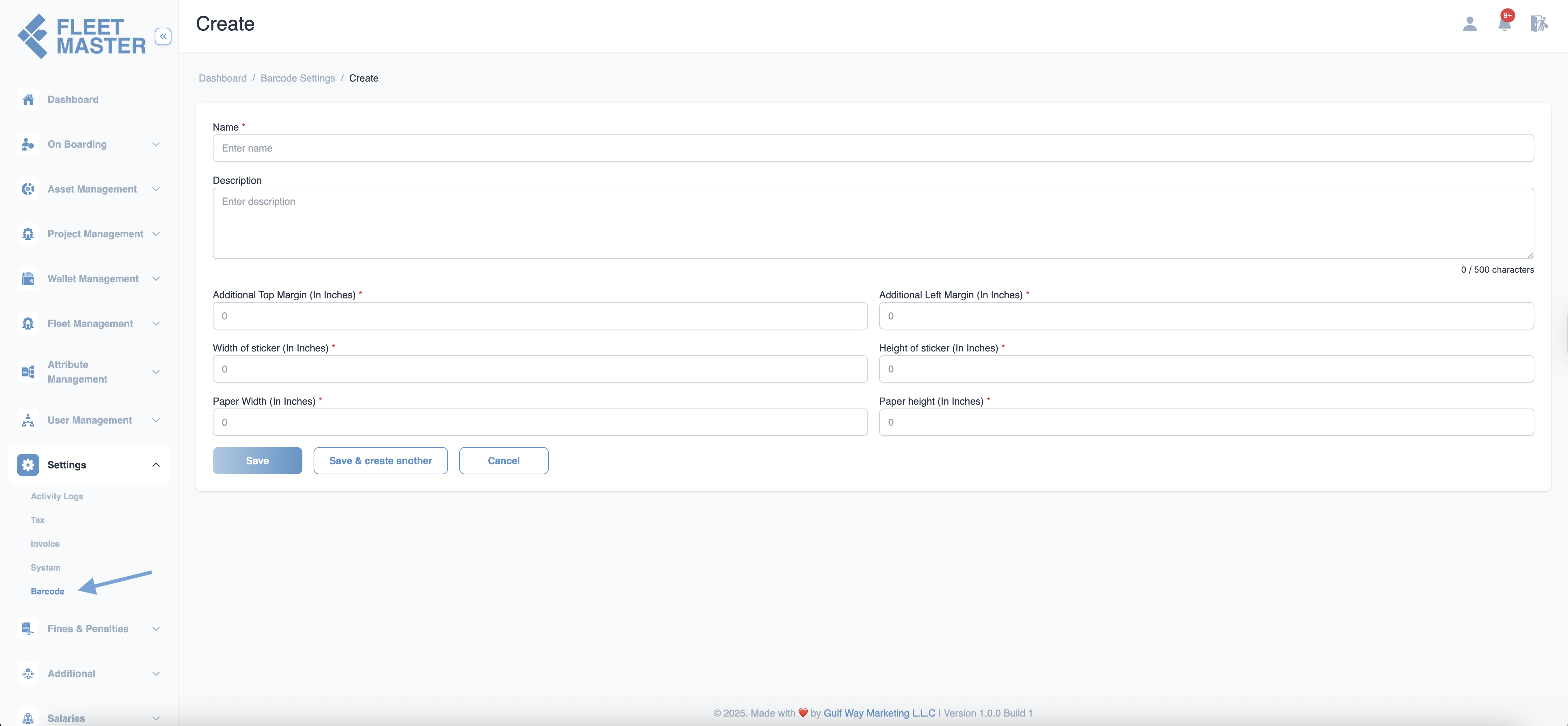 Barcode Settings Banner