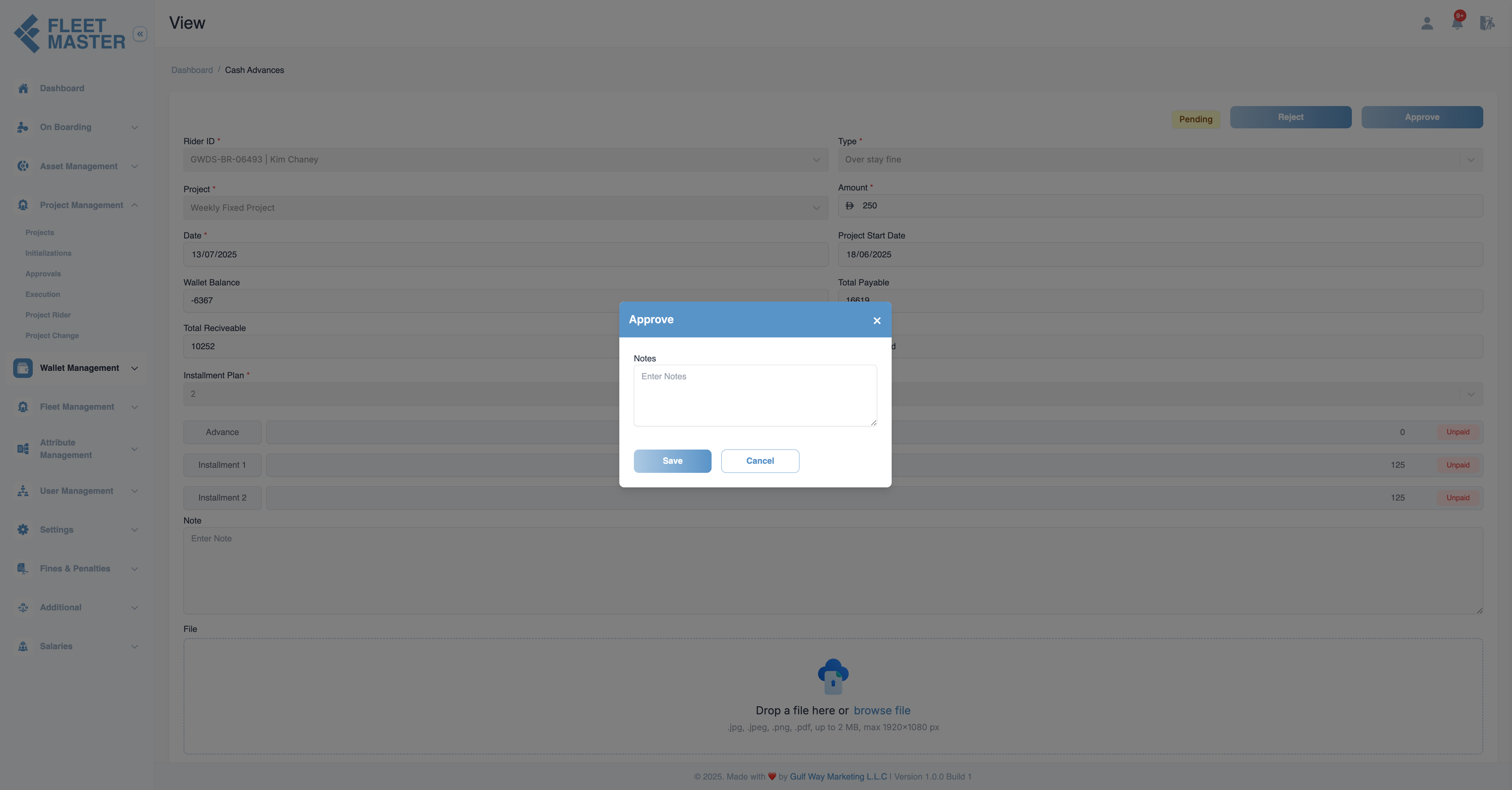 Cash Advance Form