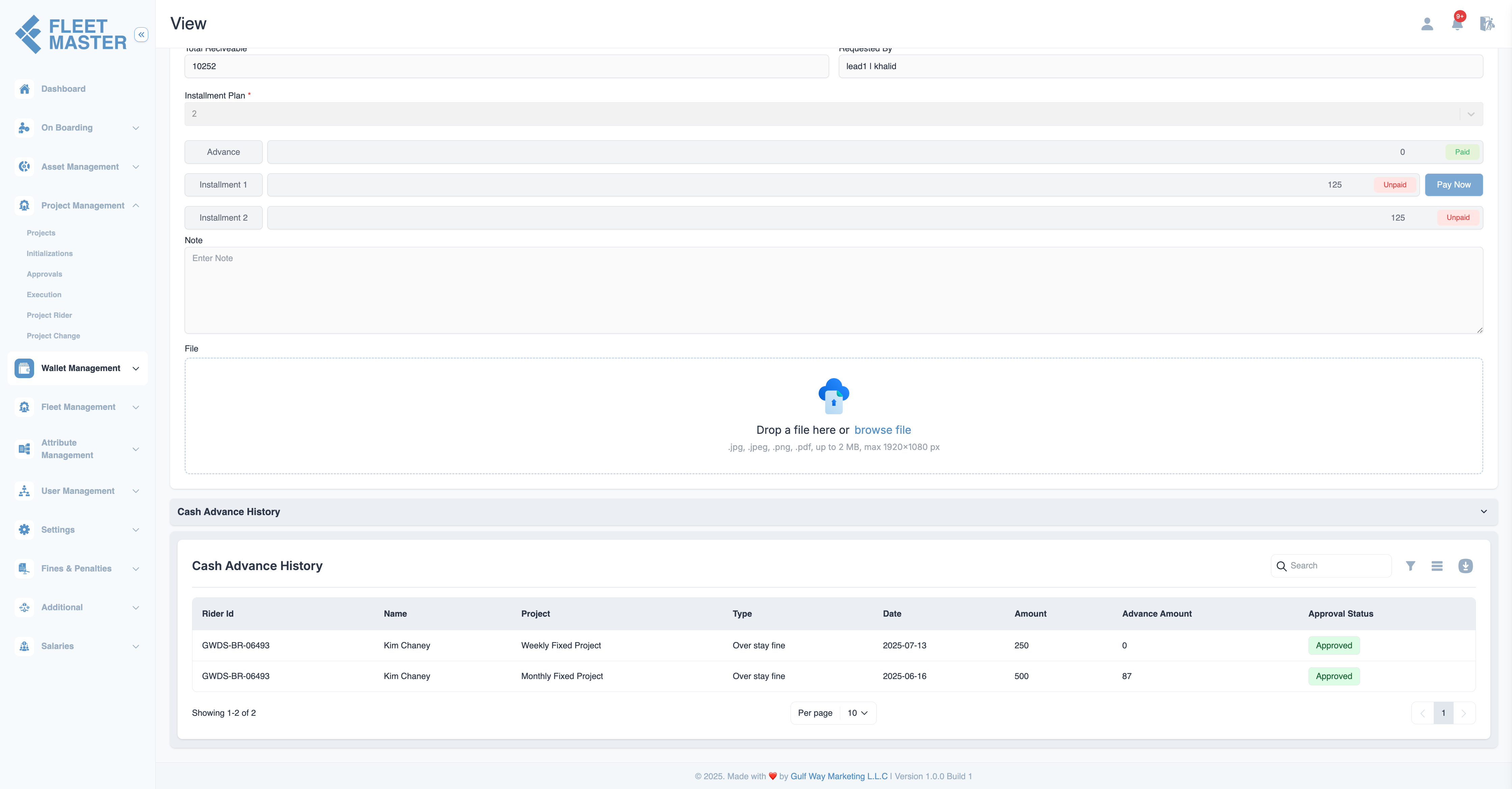 Cash Advance Form