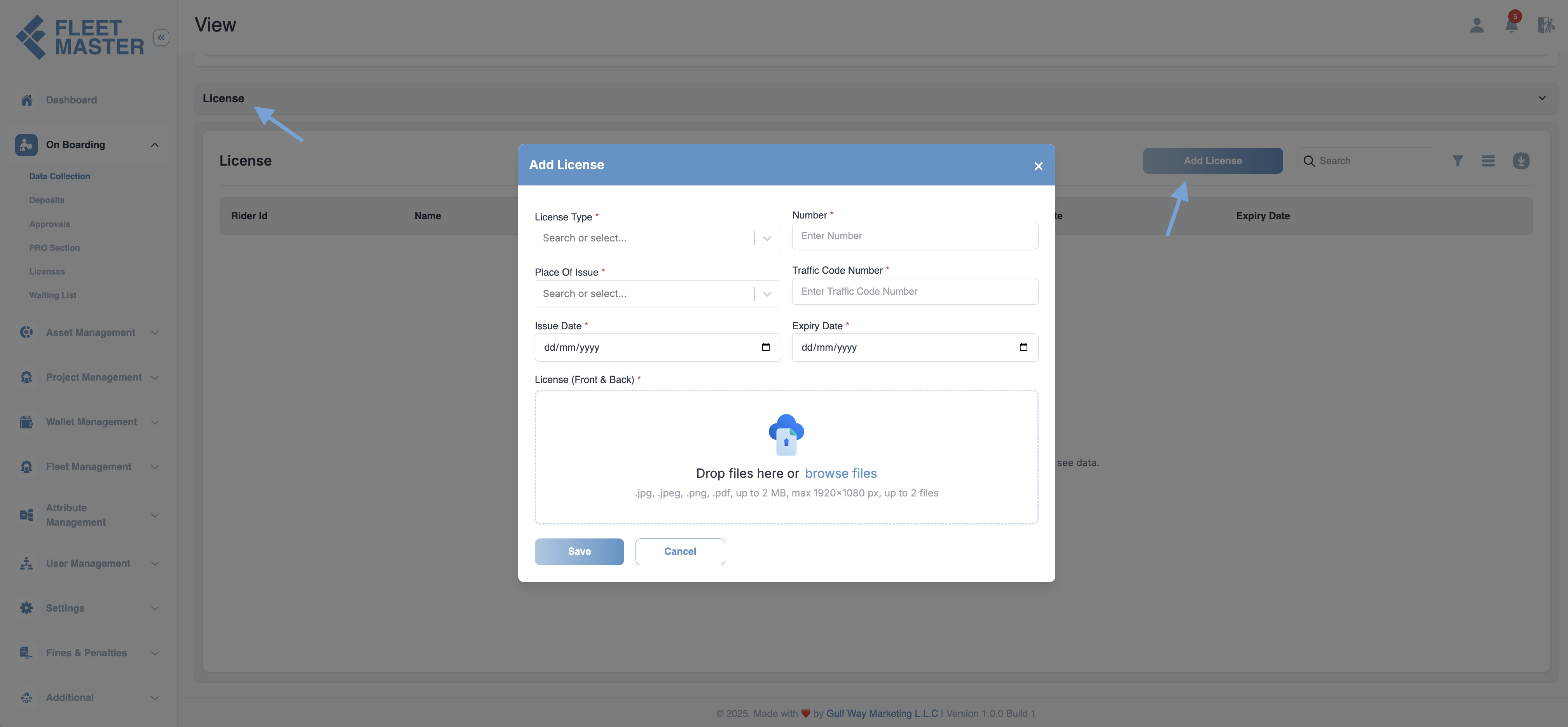 Licenses Screenshot