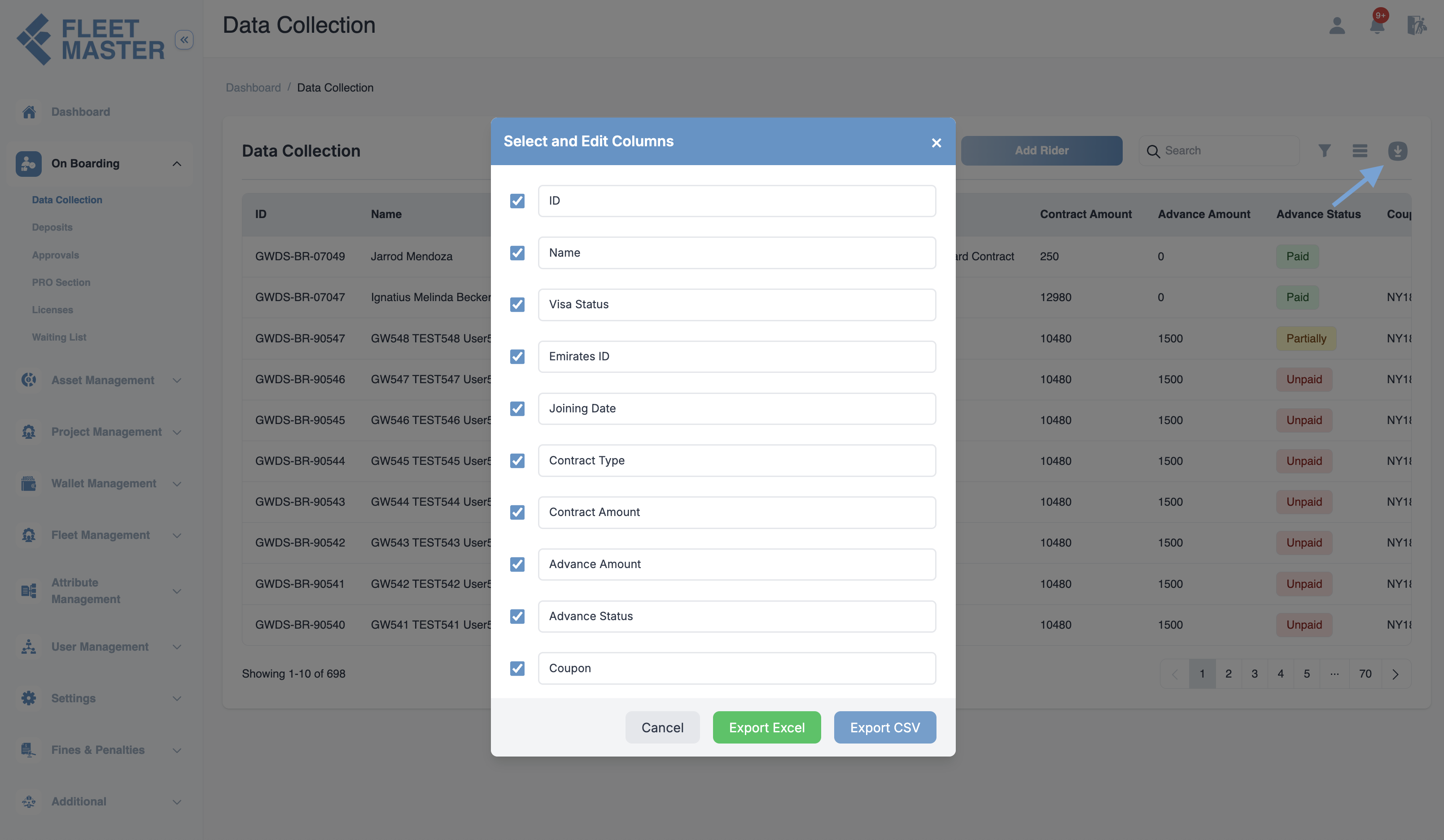 Export Interface