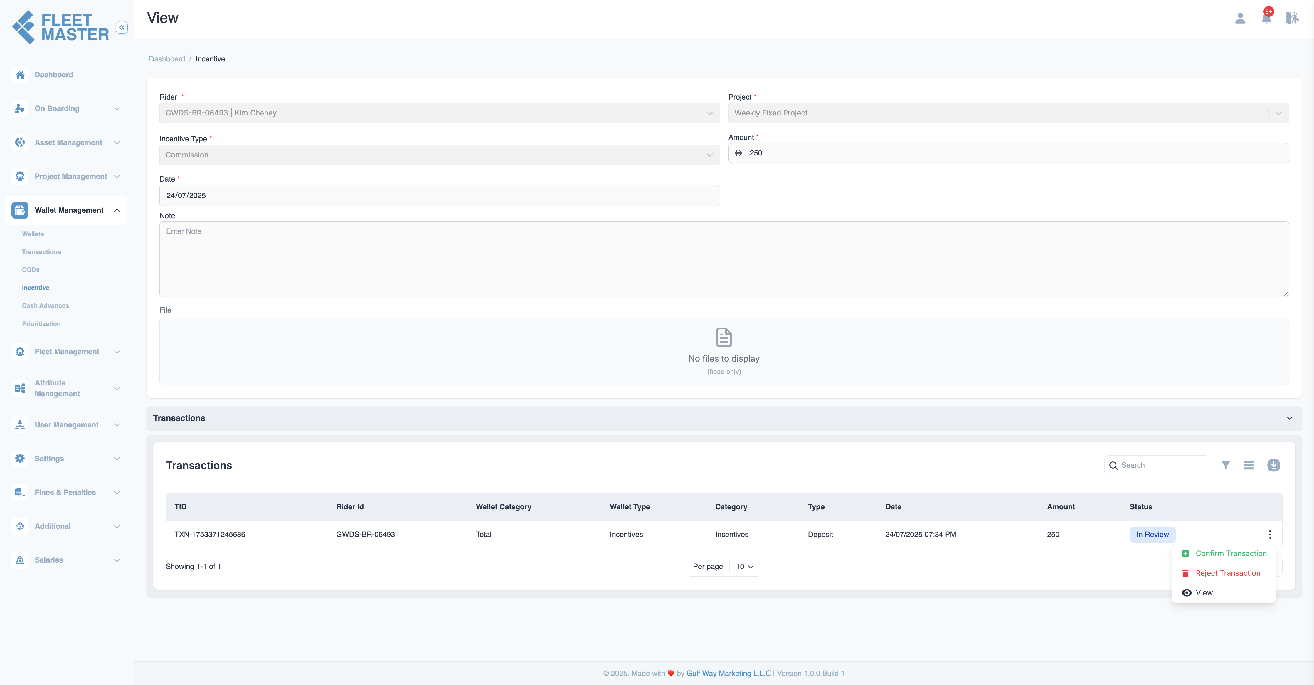 Transaction Table