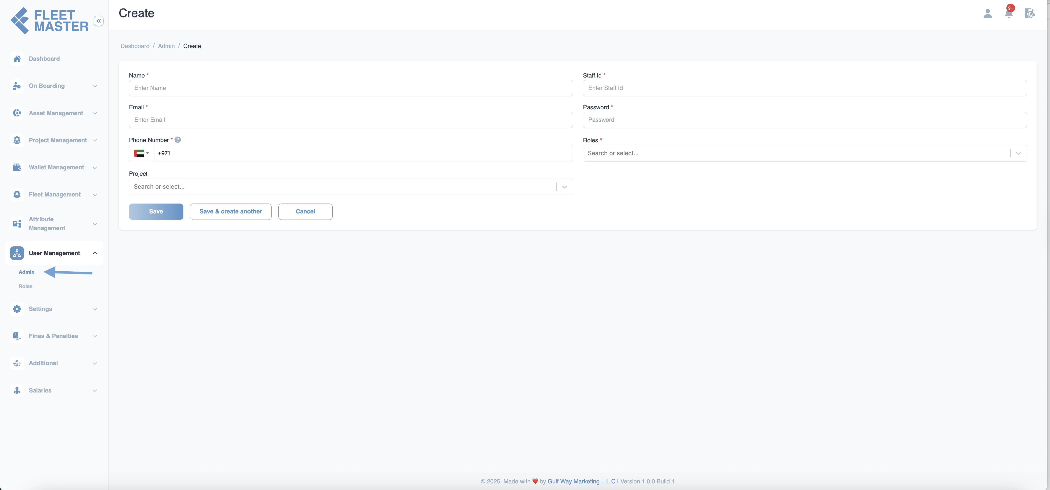 Create Admin Banner