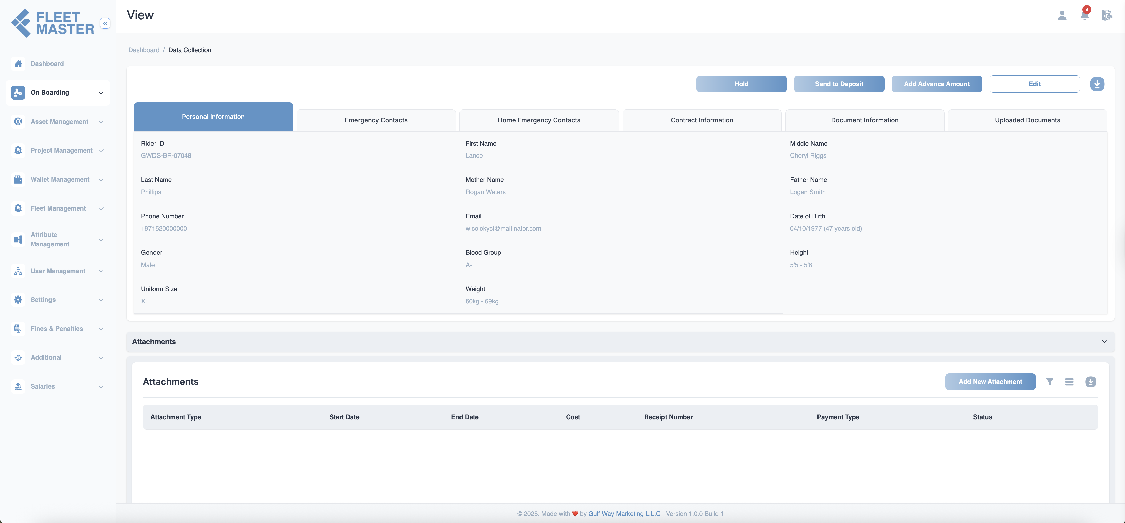 Data Collection Screenshot