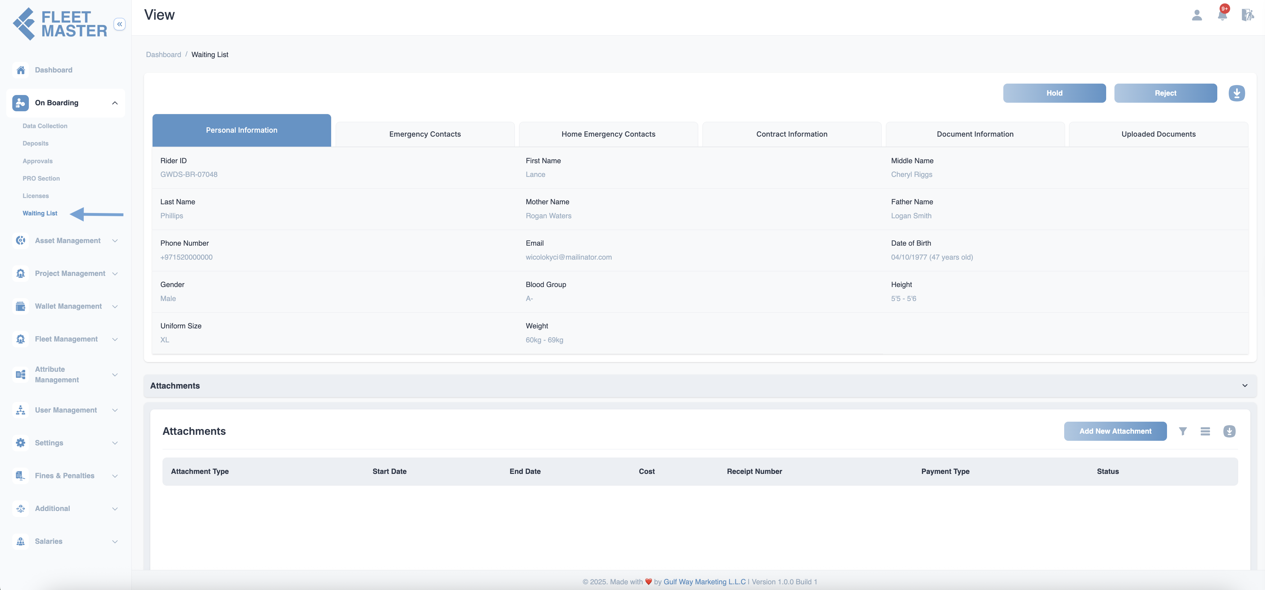 Waiting Section Screenshot